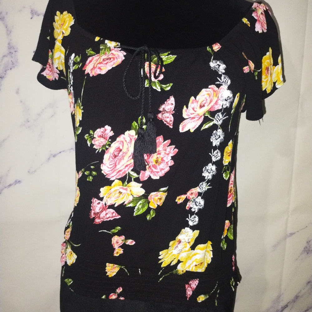 Floral Black Women's Top